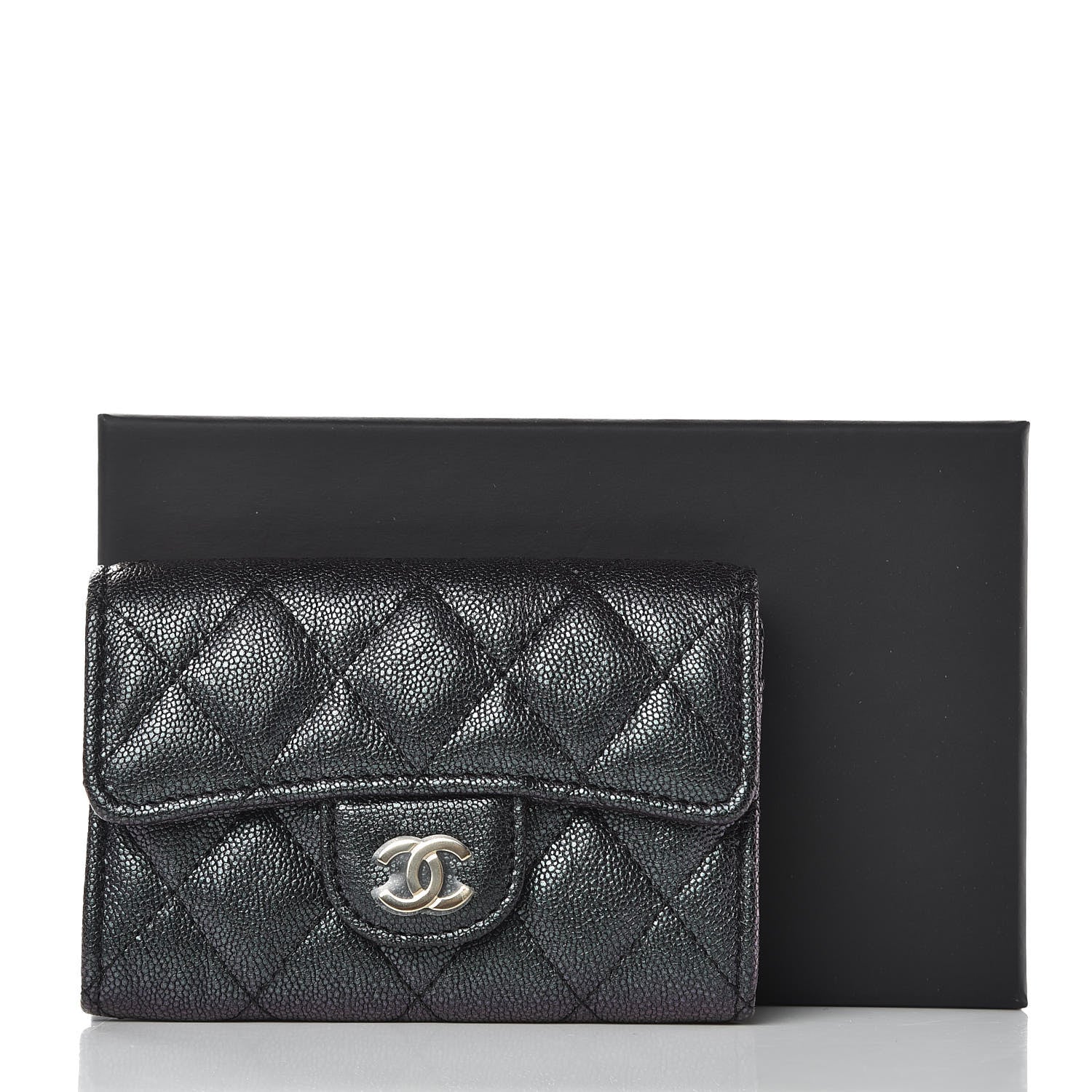 Chanel Iridescent Caviar Quilted Flap Card Holder Black 9 of 9