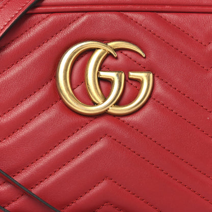 Gucci Calfskin Matelasse Small GG Marmont Chain Shoulder Bag Hibiscus Red 8 of 13