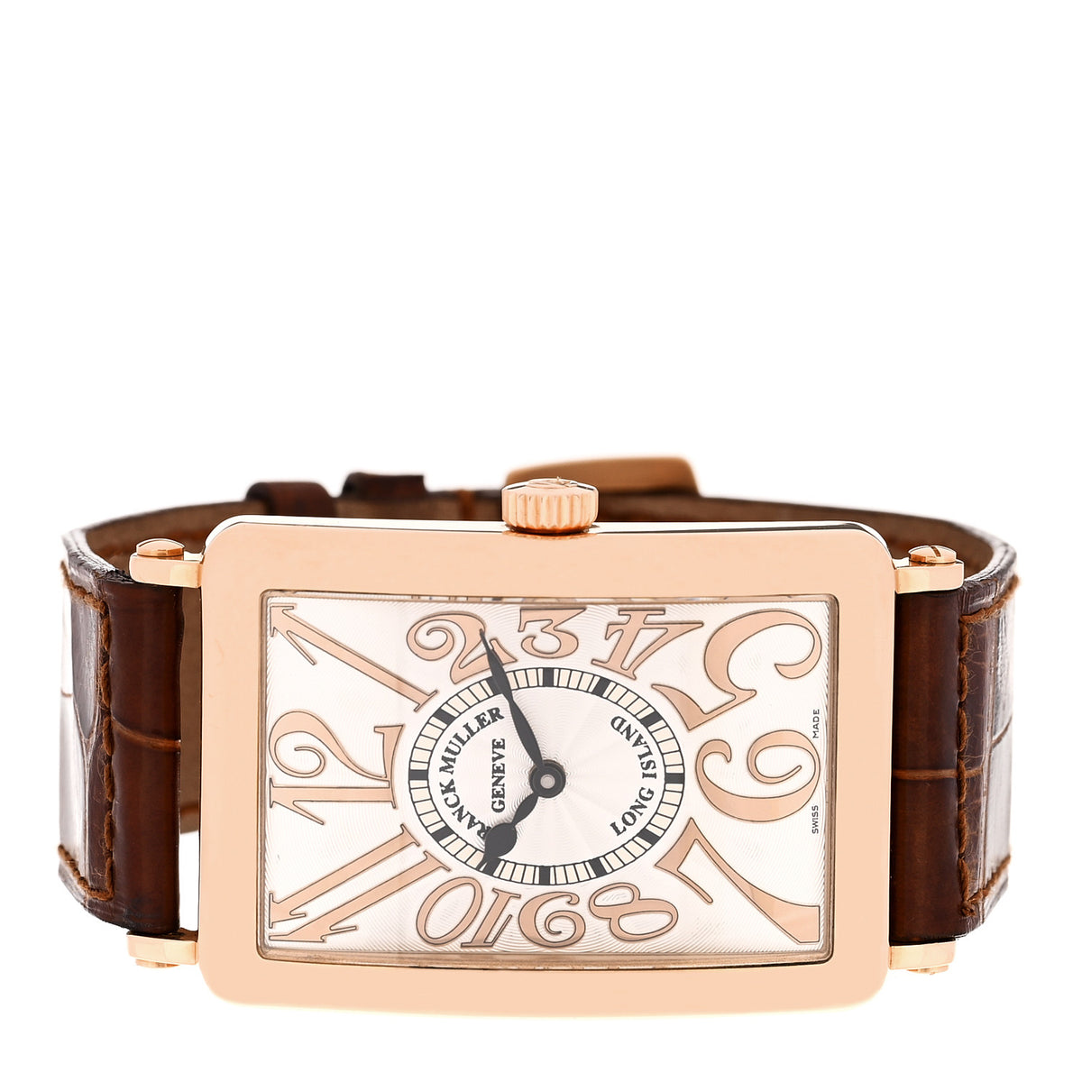 Franck Muller 18K Yellow Gold Alligator 30mm Long Island Master Banker Automatic Watch Brown 1000SC 2 of 6