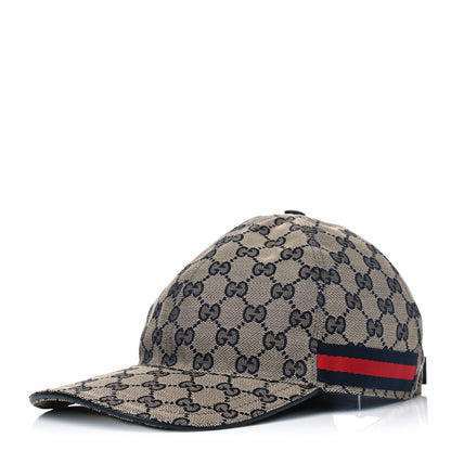 Gucci Monogram Web Baseball Hat XL Beige Blue 1 of 4