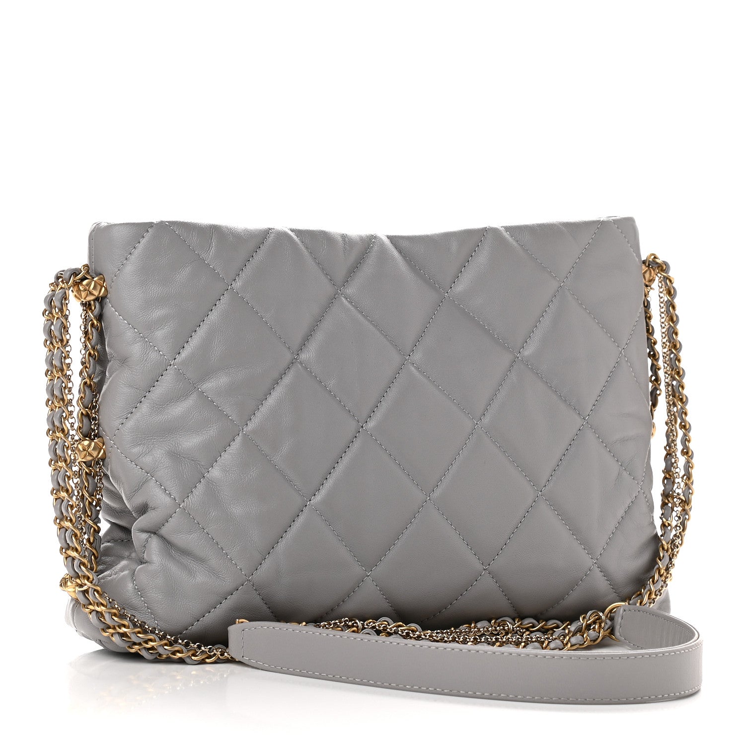 Chanel Lambskin Quilted Crush on Chains Hobo Grey 3 of 9