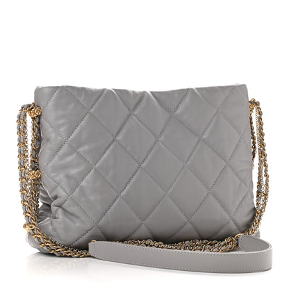Chanel Lambskin Quilted Crush on Chains Hobo Grey 3 of 9