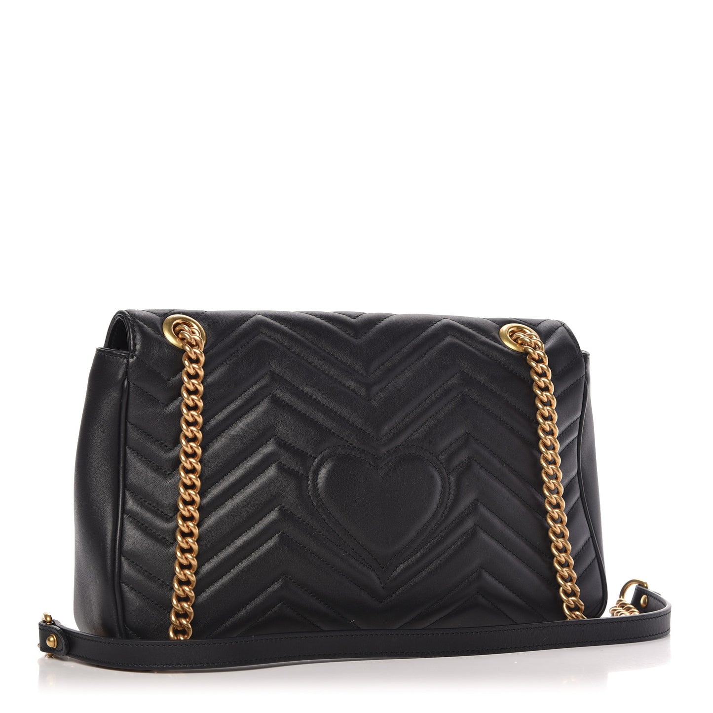 Calfskin Matelasse Medium GG Marmont Shoulder Bag Black