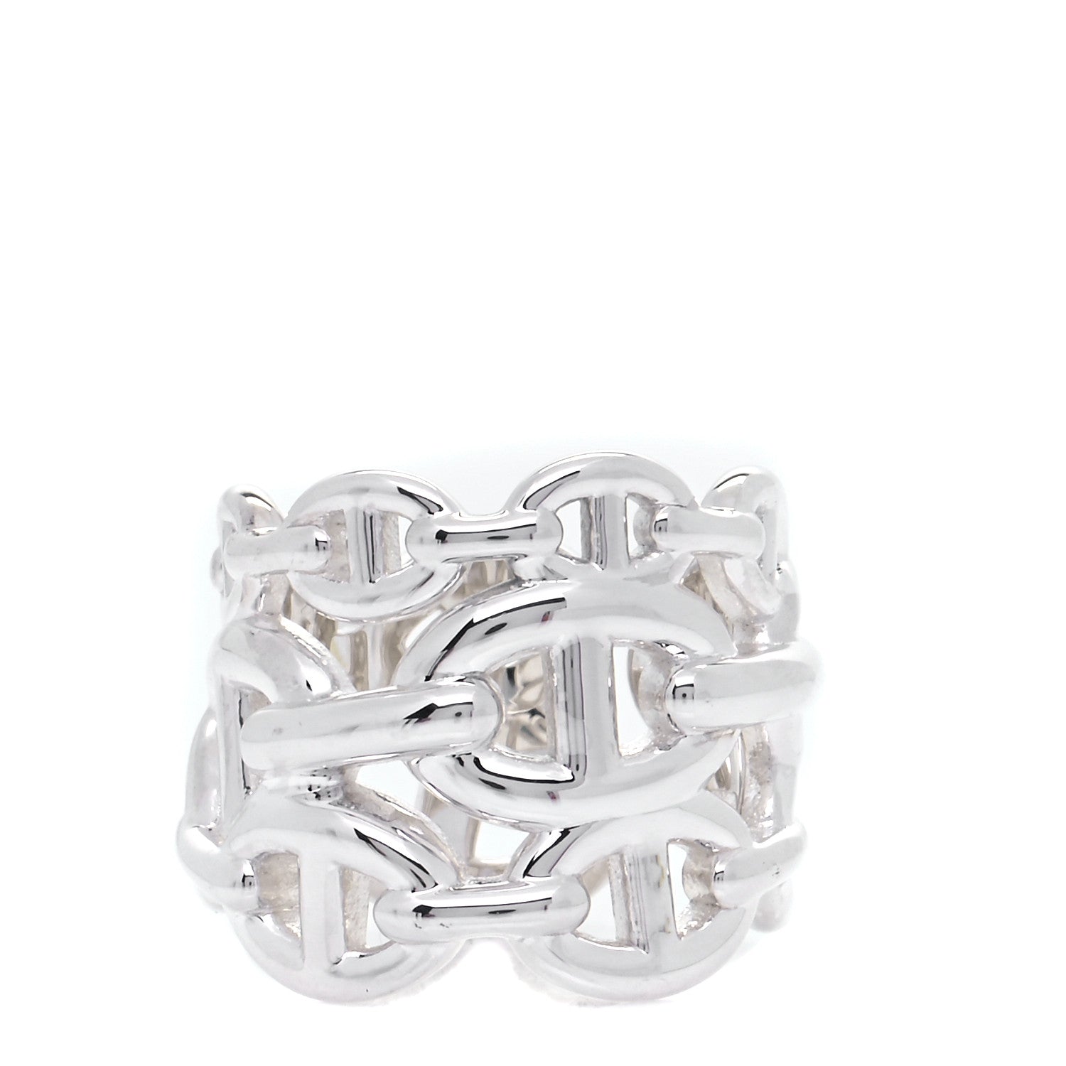 Hermes Sterling Silver GM Chaine d'Ancre Enchainee Band Ring 52 6 1 of 6