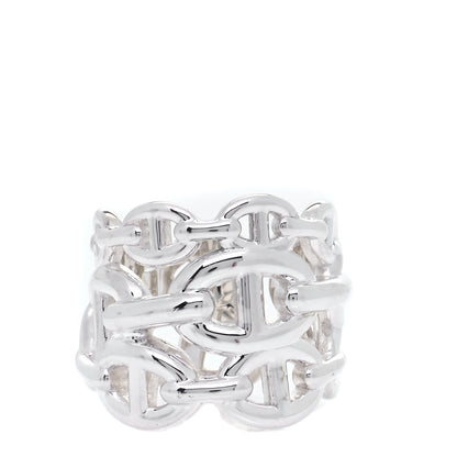 Hermes Sterling Silver GM Chaine d'Ancre Enchainee Band Ring 52 6 1 of 6