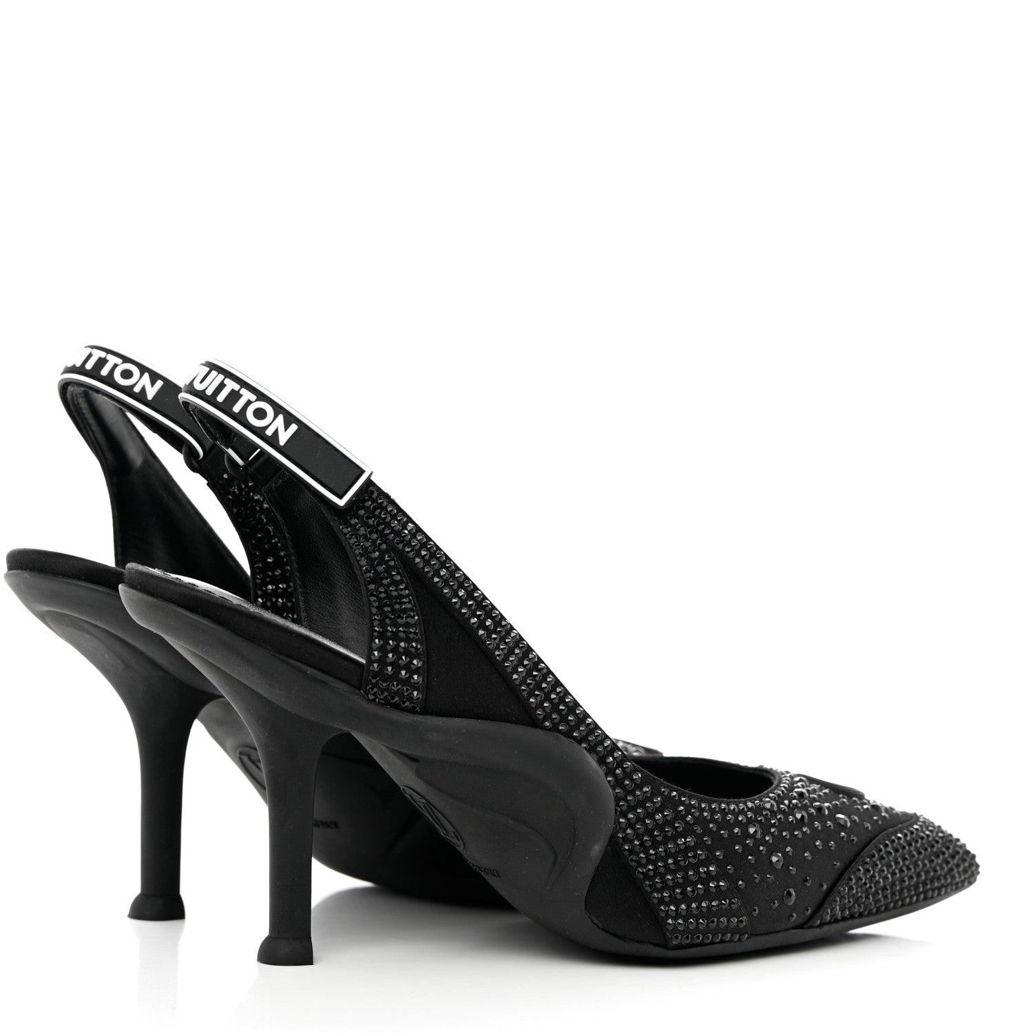 Louis Vuitton Satin Embellished Archlight Slingback Pumps 37 Black 4 of 10