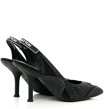 Louis Vuitton Satin Embellished Archlight Slingback Pumps 37 Black 4 of 10