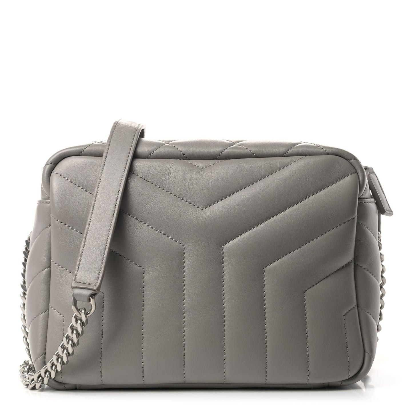 Calfskin Y Quilted Monogram Small Loulou Bowling Bag Light Gray