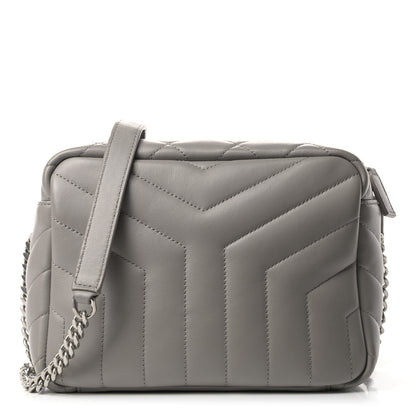 Saint Laurent Calfskin Y Quilted Monogram Small Loulou Bowling Bag Light Gray 1 of 10
