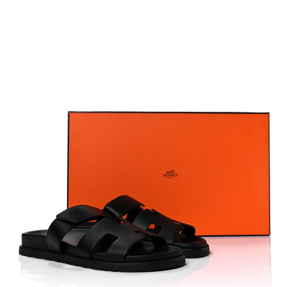Hermes Calfskin Womens Chypre Sandals 38 Black 9 of 9