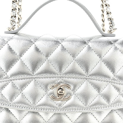 Chanel Metallic Caviar Quilted Top Handle Wallet on Chain WOC Silver 9 of 12