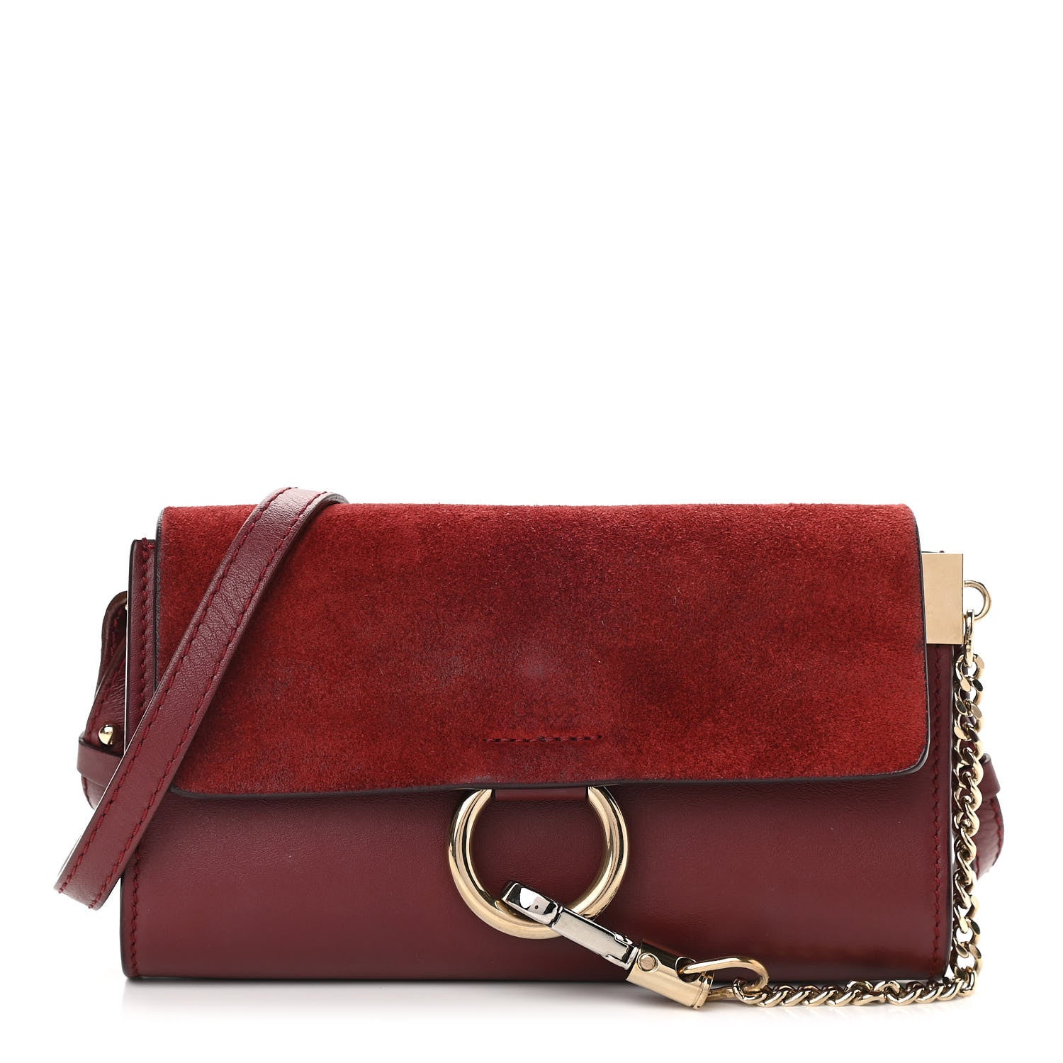 Chloe Suede Calfskin Mini Faye Shoulder Bag Plum Purple 1 of 9