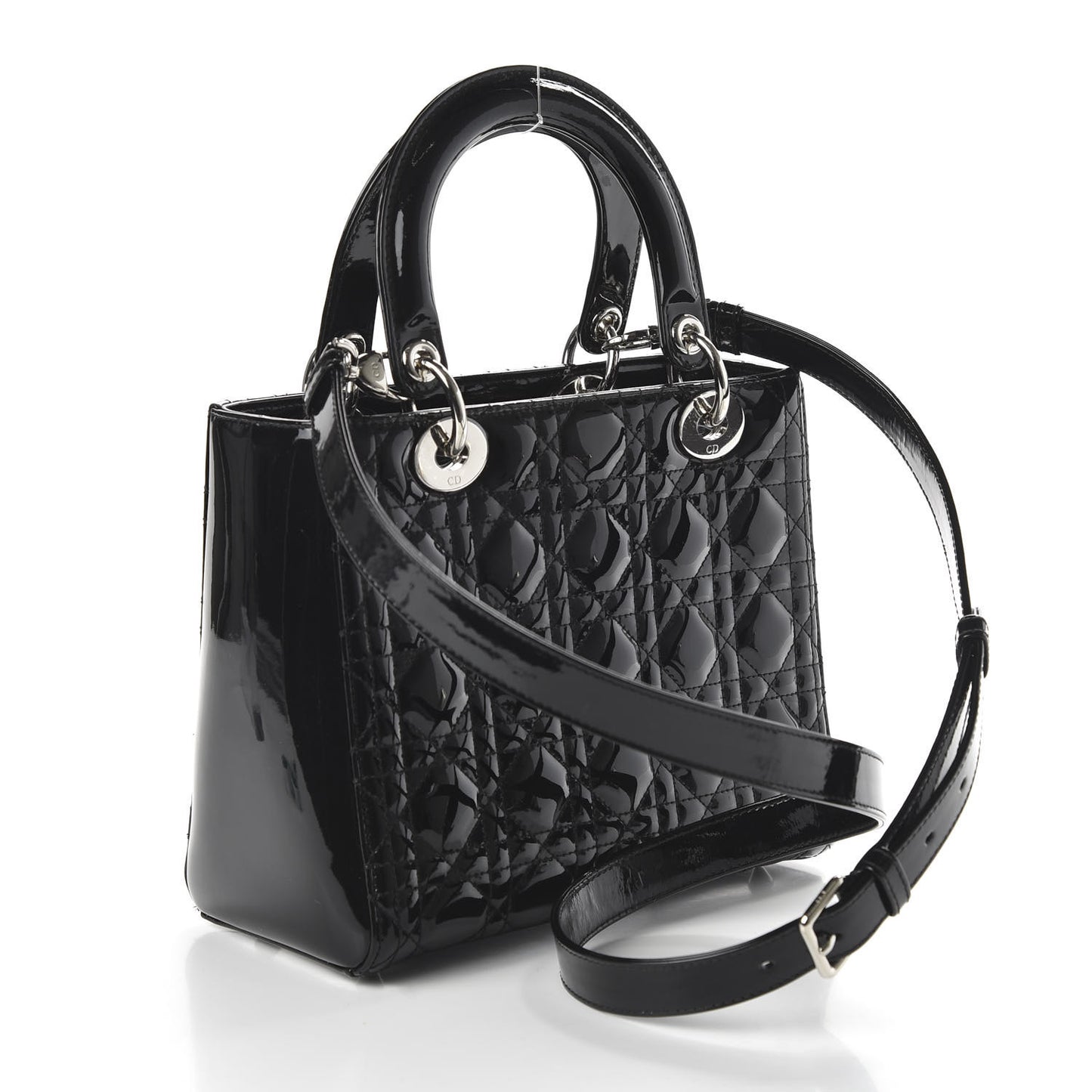Patent Cannage Medium Lady Dior Black