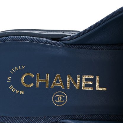 Chanel Fabric Quilted CC Turnlock Mules 39 Blue 8 of 9