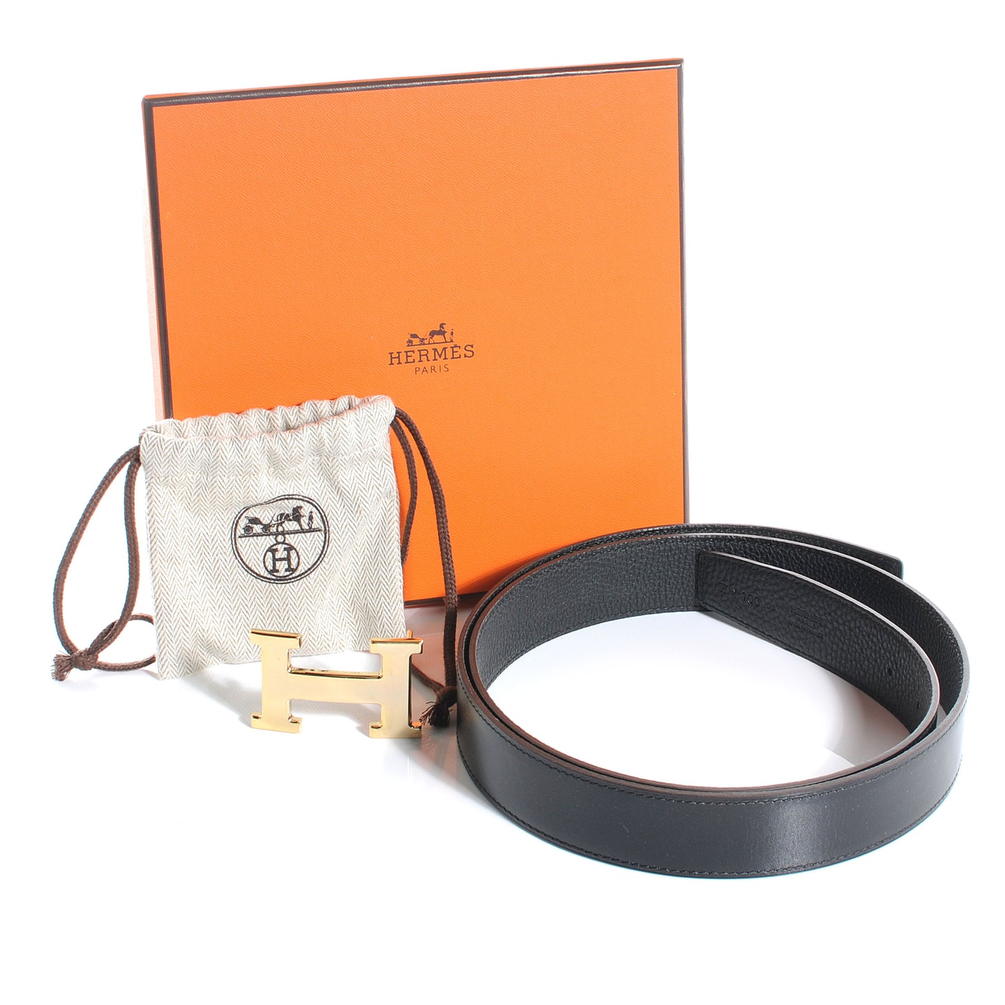 Box Clemence Reversible 32mm H Belt 100 Black