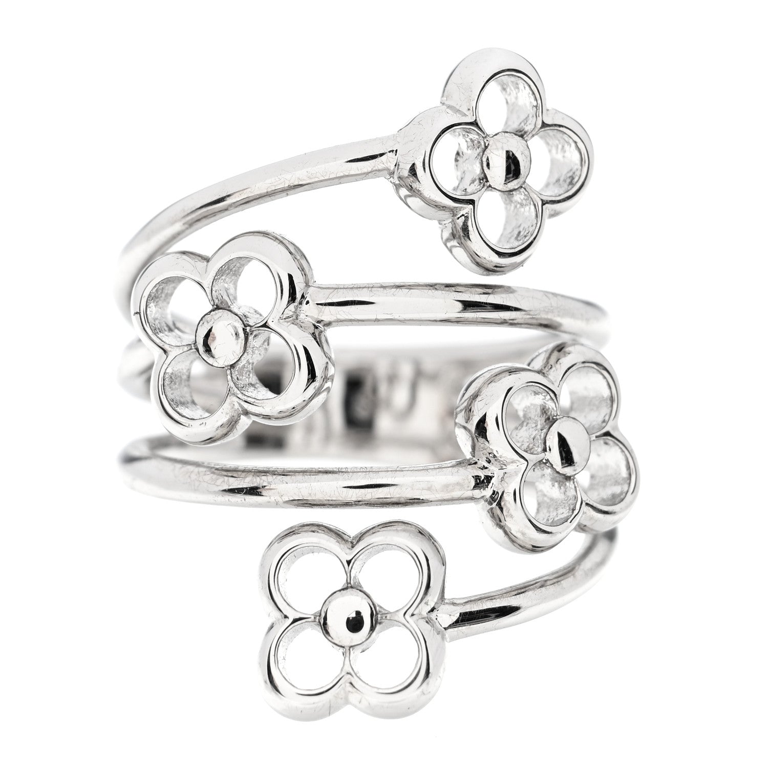 Louis Vuitton Flower Full Ring S 49 5 Silver 1 of 4