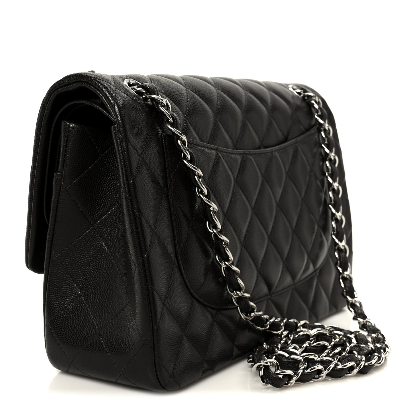 Caviar Quilted Jumbo Double Flap Dark Brown