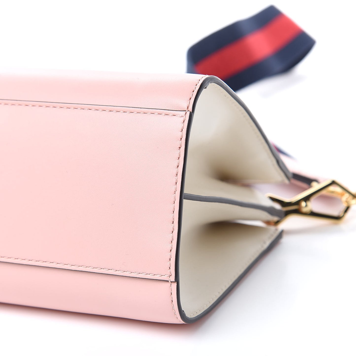 Nappa Bamboo Web Mini Nymphaea Top Handle Bag Perfect Pink Mystic White