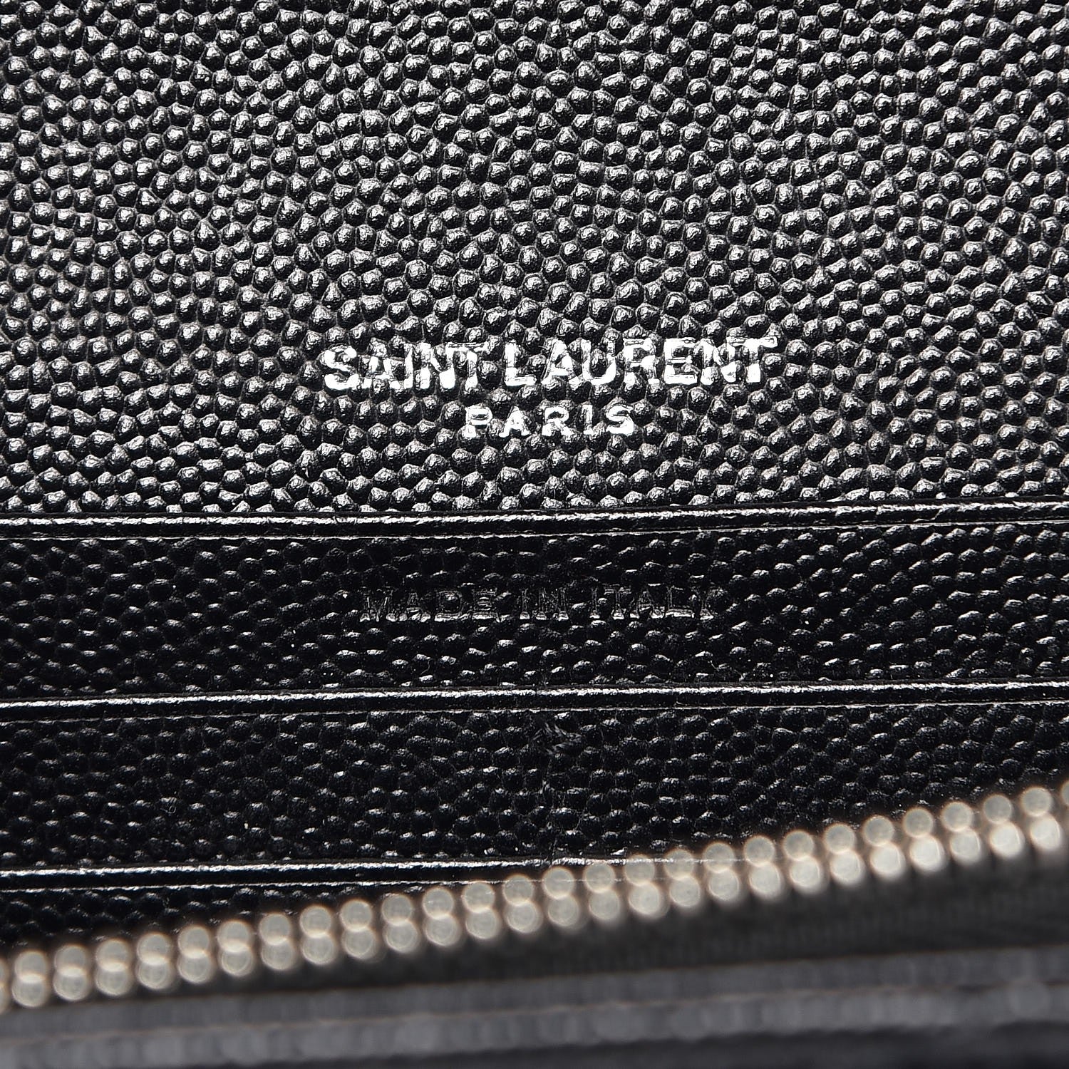 Saint Laurent Grain De Poudre Matelasse Chevron Monogram Chain Wallet Black 6 of 7