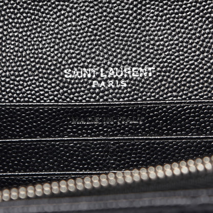 Saint Laurent Grain De Poudre Matelasse Chevron Monogram Chain Wallet Black 6 of 7