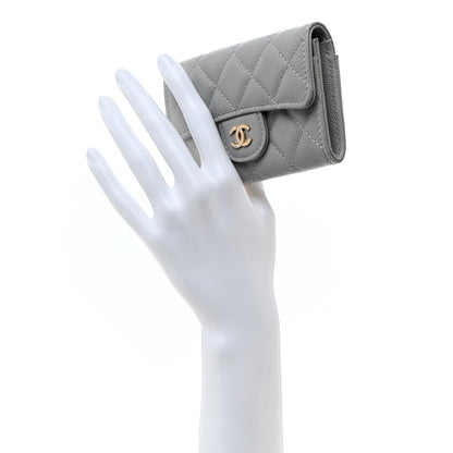 Chanel Caviar Quilted Flap Card Holder Wallet Dark Grey 2 of 9