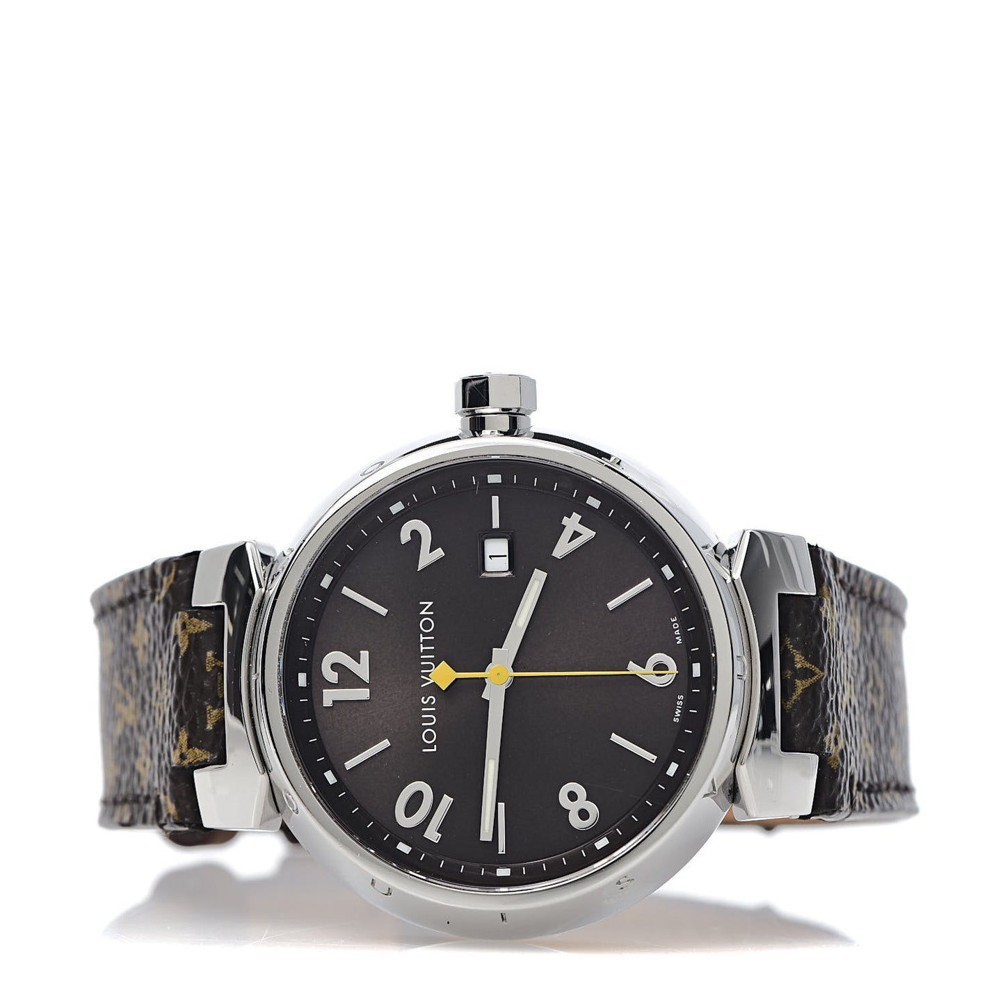 Stainless Steel Monogram 39mm Tambour Quartz Watch Brown
