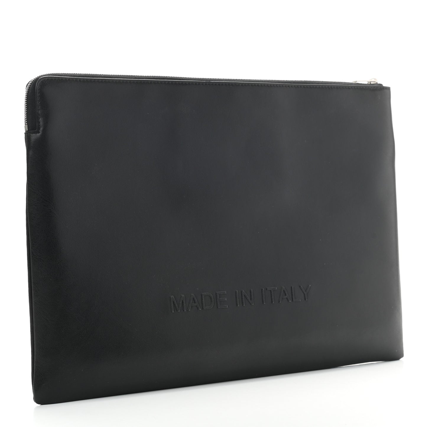 Calfskin Large Made In Clutch Pouch Black