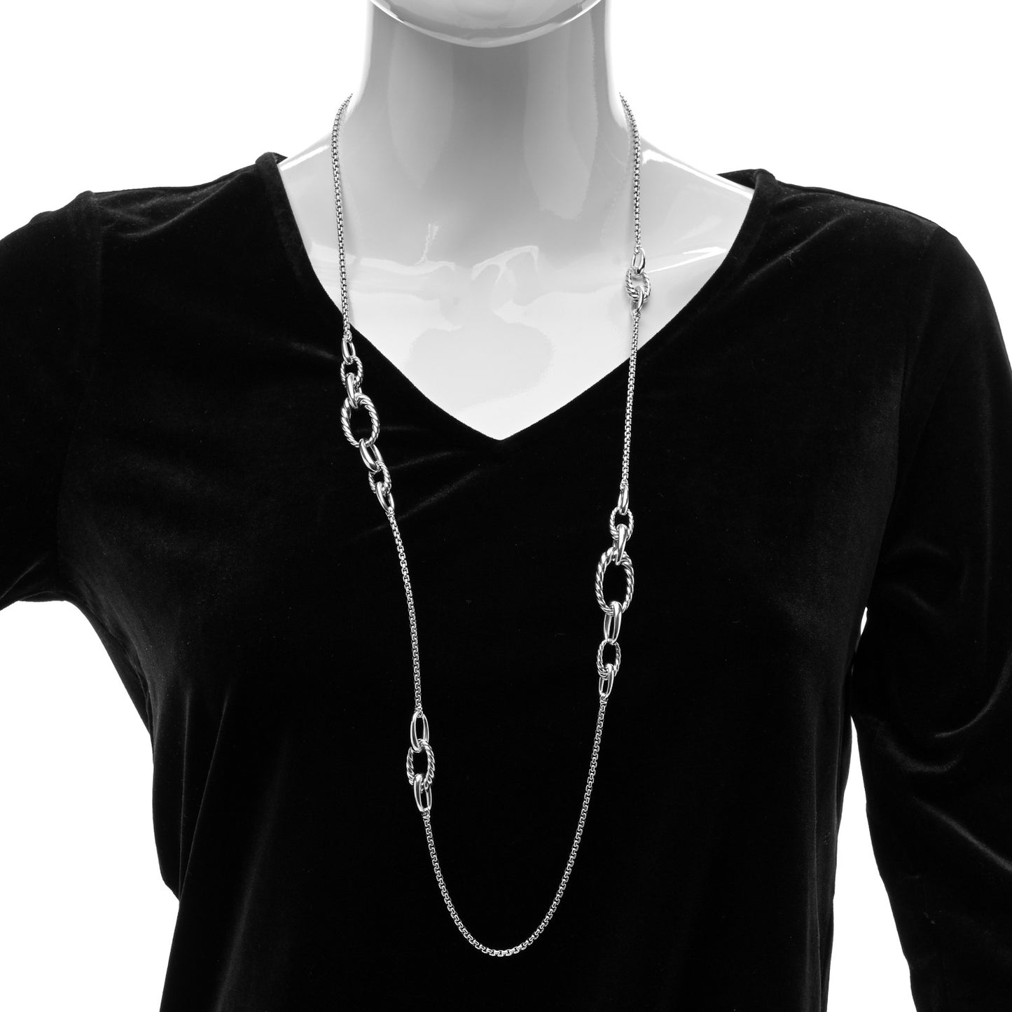 Sterling Silver Pure Form Station Chain Necklace