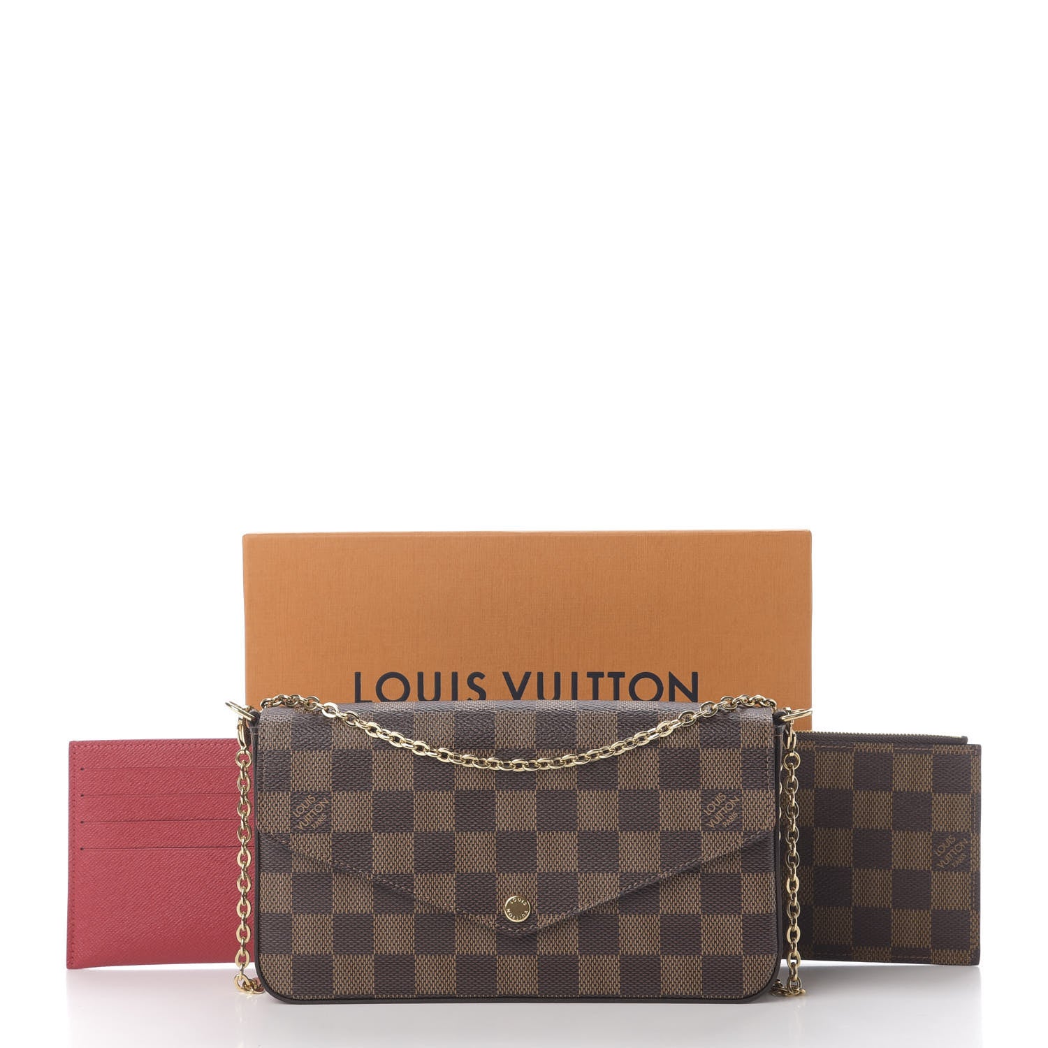 Louis Vuitton Damier Ebene Pochette Felicie Chain Wallet 13 of 14