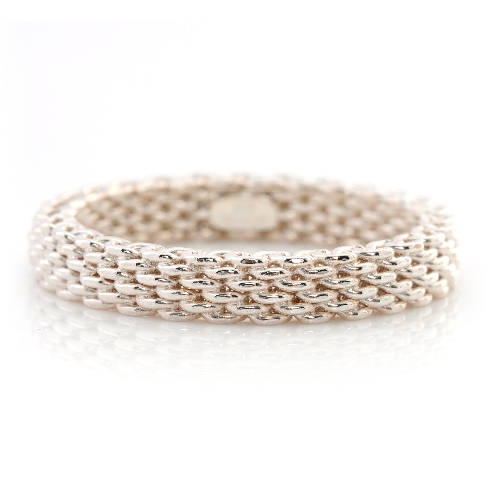 Tiffany Sterling Silver Narrow Mesh Somerset Ring 9 1 of 4