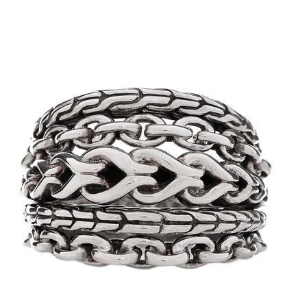 John Hardy Sterling Silver Chain Link Five Band Ring 60 9.25 1 of 4