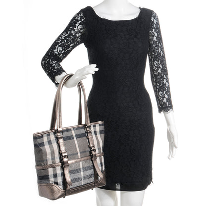 Burberry Shimmer Check Small Tote Silver 2 of 7