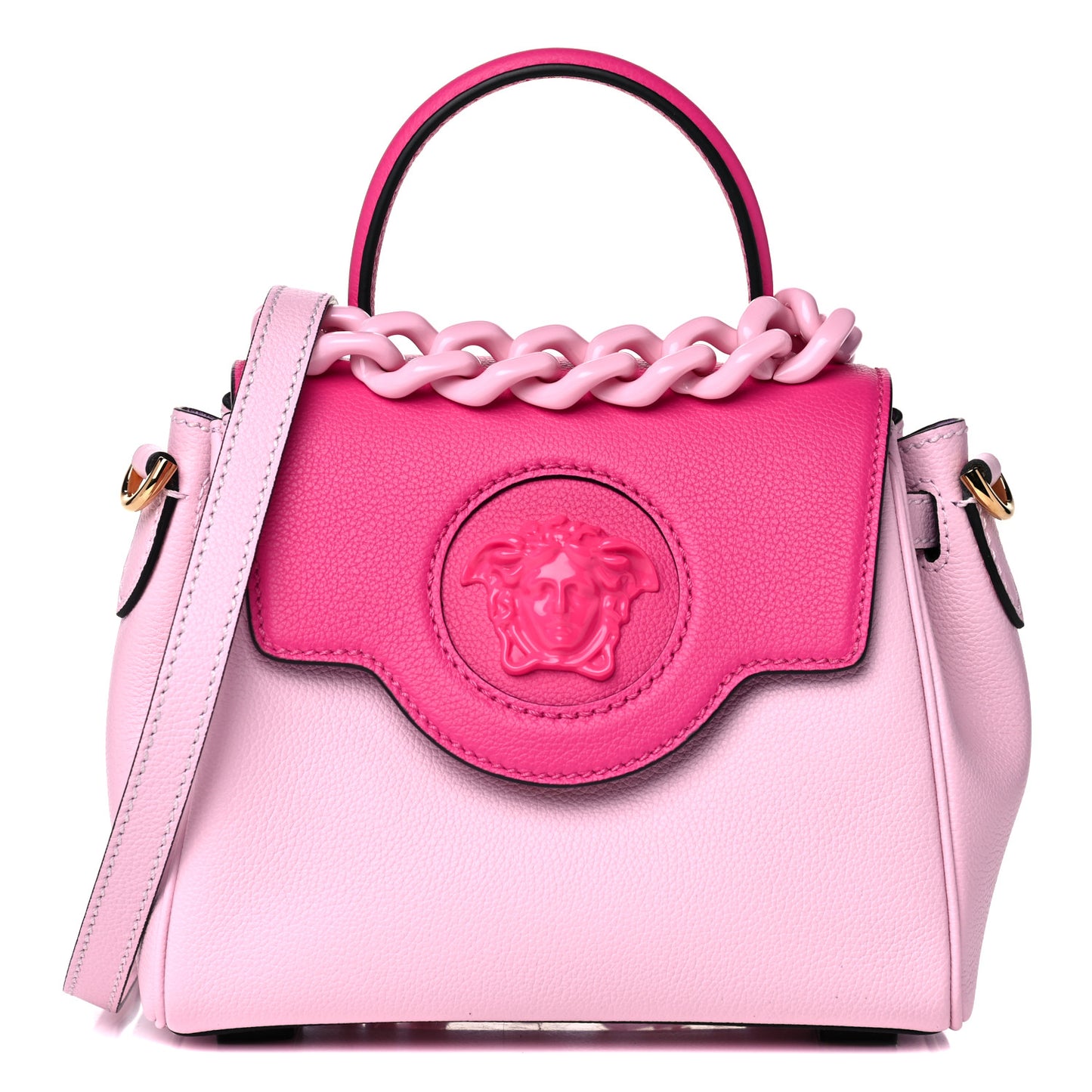 Calfskin Medusa Small Top Handle Handbag Fuxia Light Pink