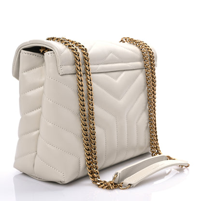 Saint Laurent Calfskin Y Quilted Monogram Small Loulou Chain Satchel Blanc Vintage 3 of 7