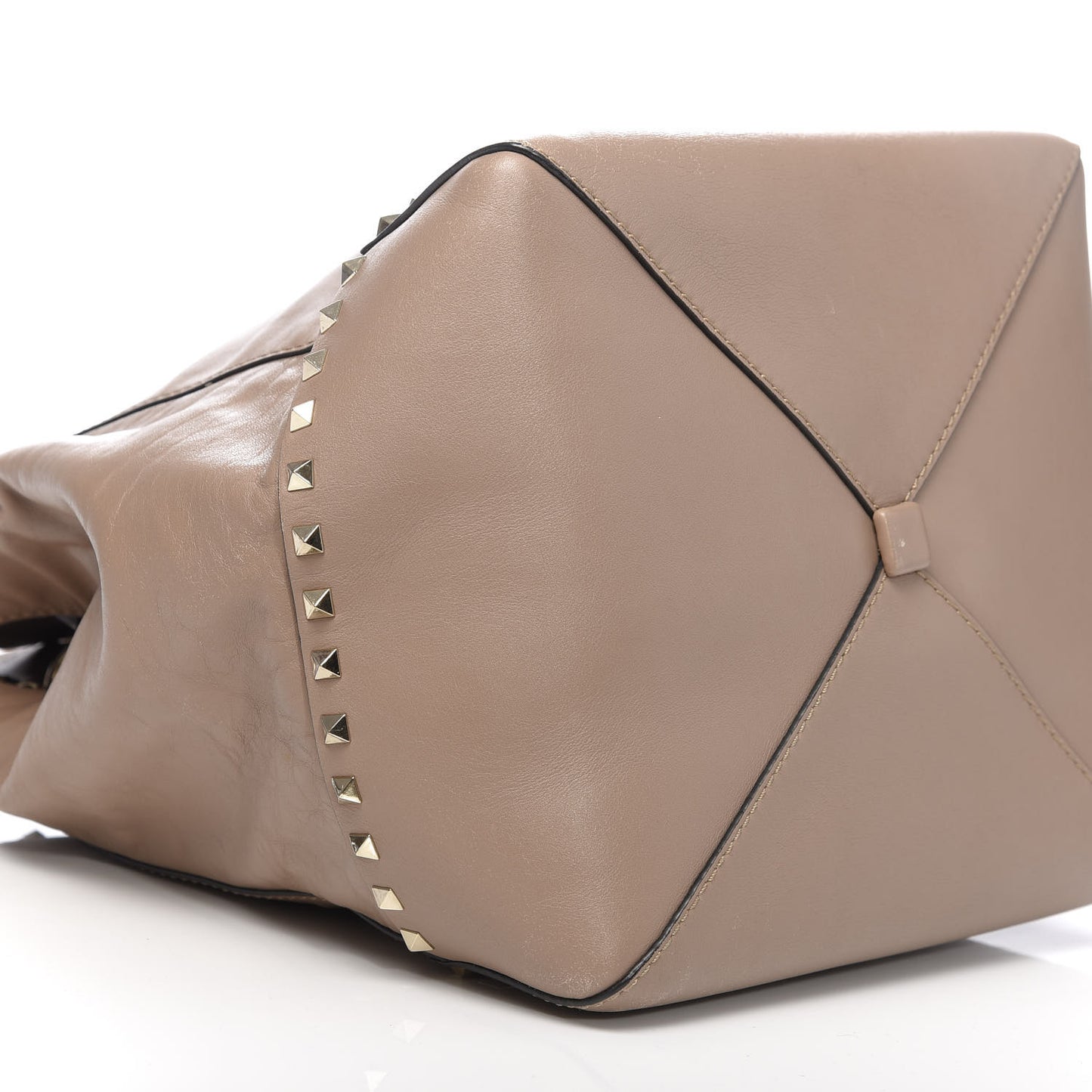 Calfskin Rockstud New Dome Bucket Tote Poudre