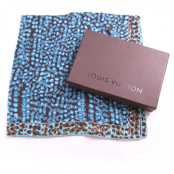 Silk Carre Leopard Scarf Blue