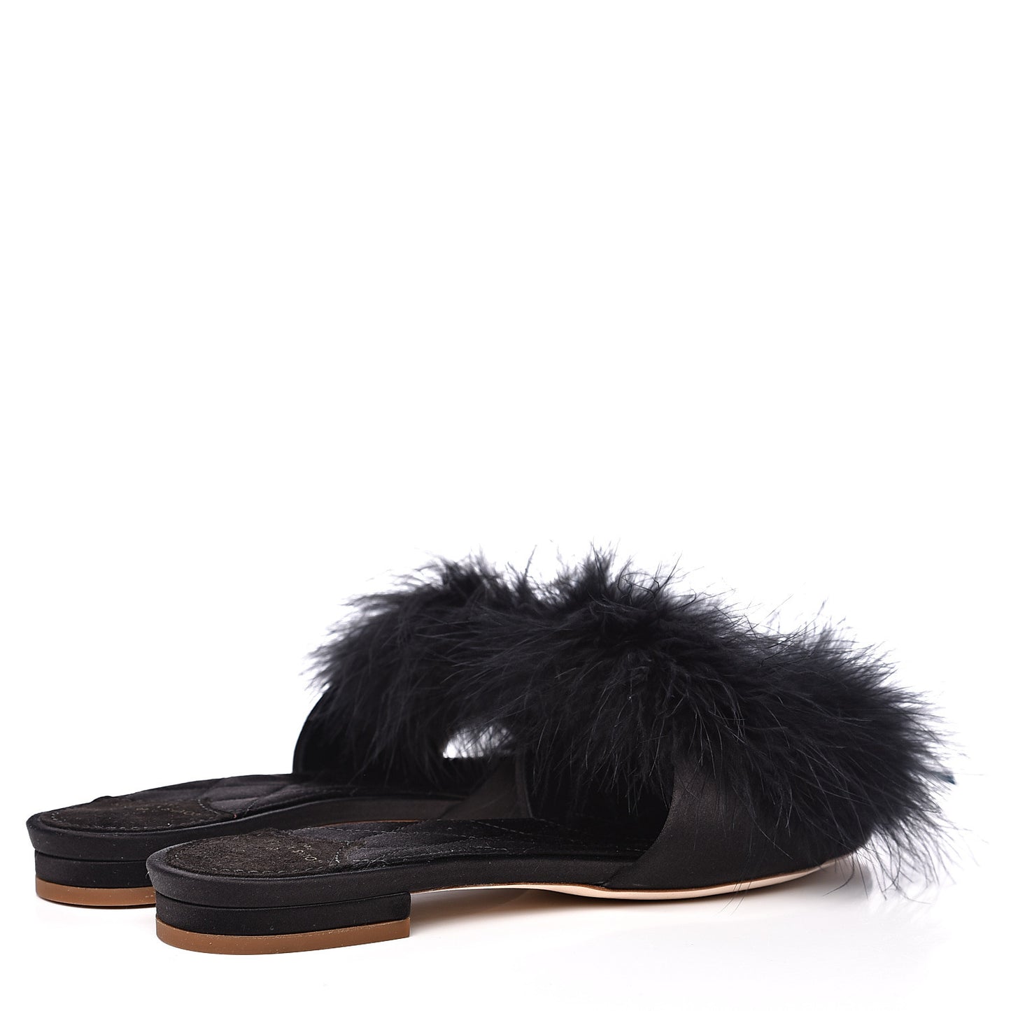 Fur Crystal LV Marilyn Flat Mule 38 Black