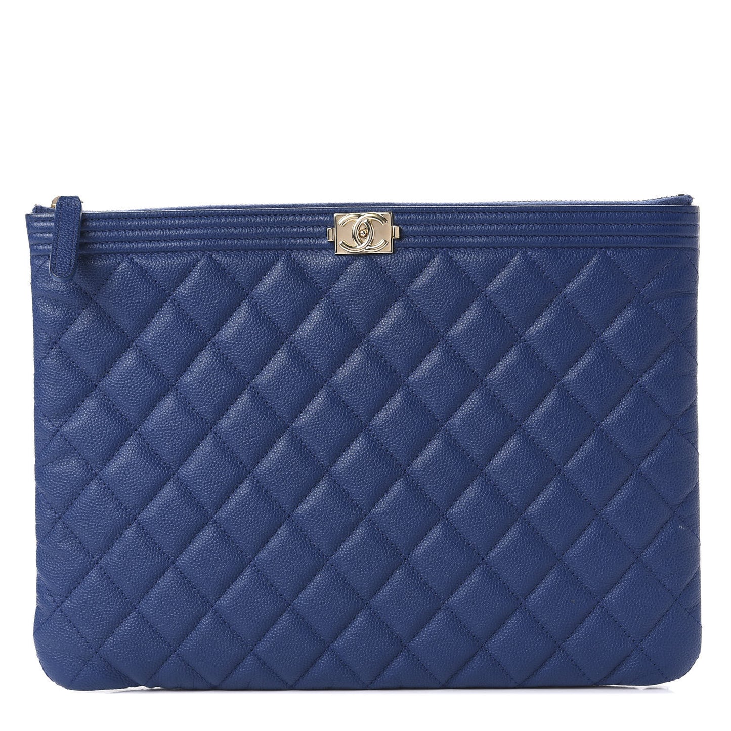 Caviar Quilted Medium Boy Cosmetic Case Blue