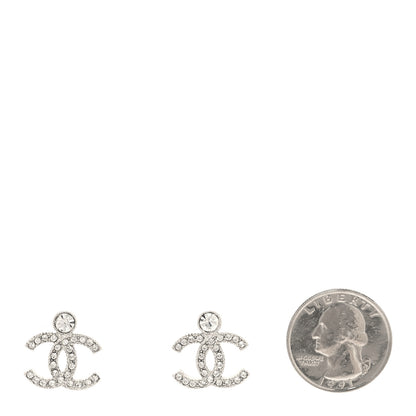 Chanel Crystal CC Drop Earrings Silver 2 of 5