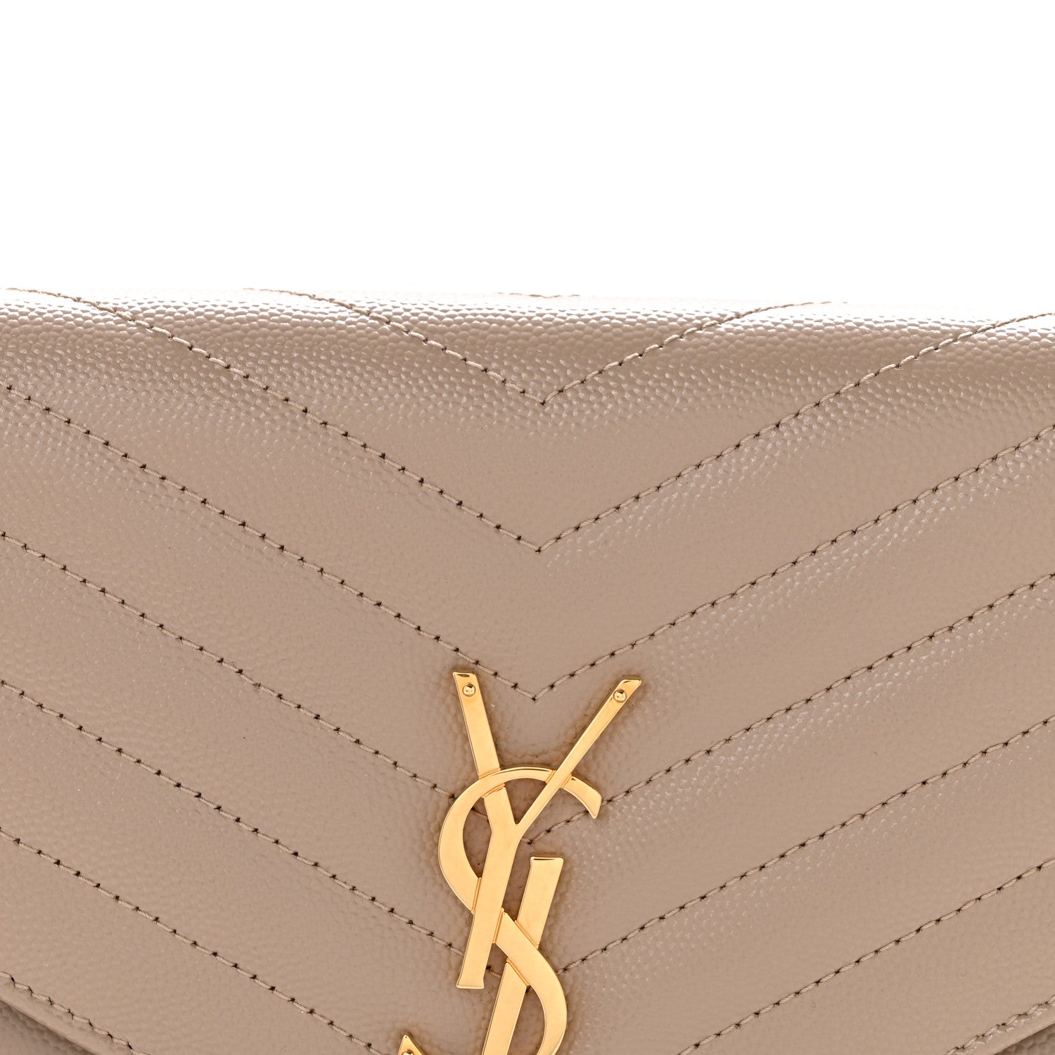 Saint Laurent Grain De Poudre Matelasse Chevron Monogram Envelope Clutch Dark Beige 8 of 12