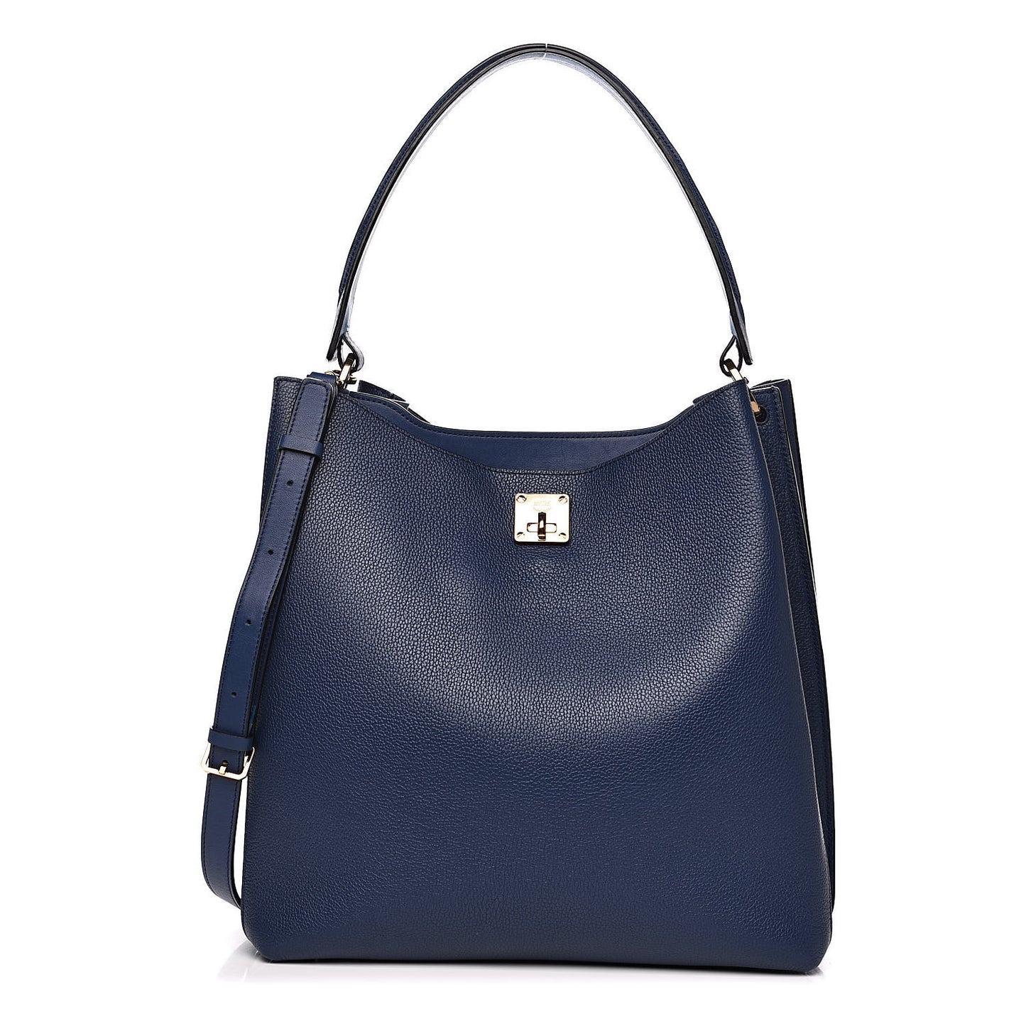 Grained Calfskin Large Milla Hobo Navy Blue