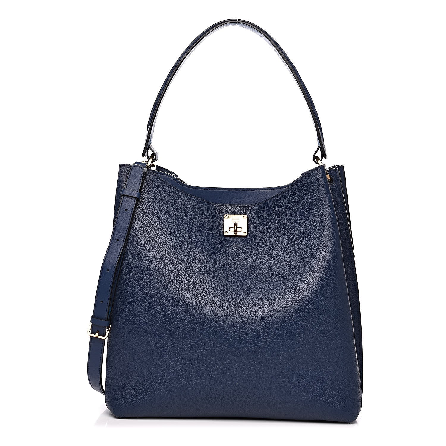 MCM Grained Calfskin Large Milla Hobo Navy Blue 1 of 12