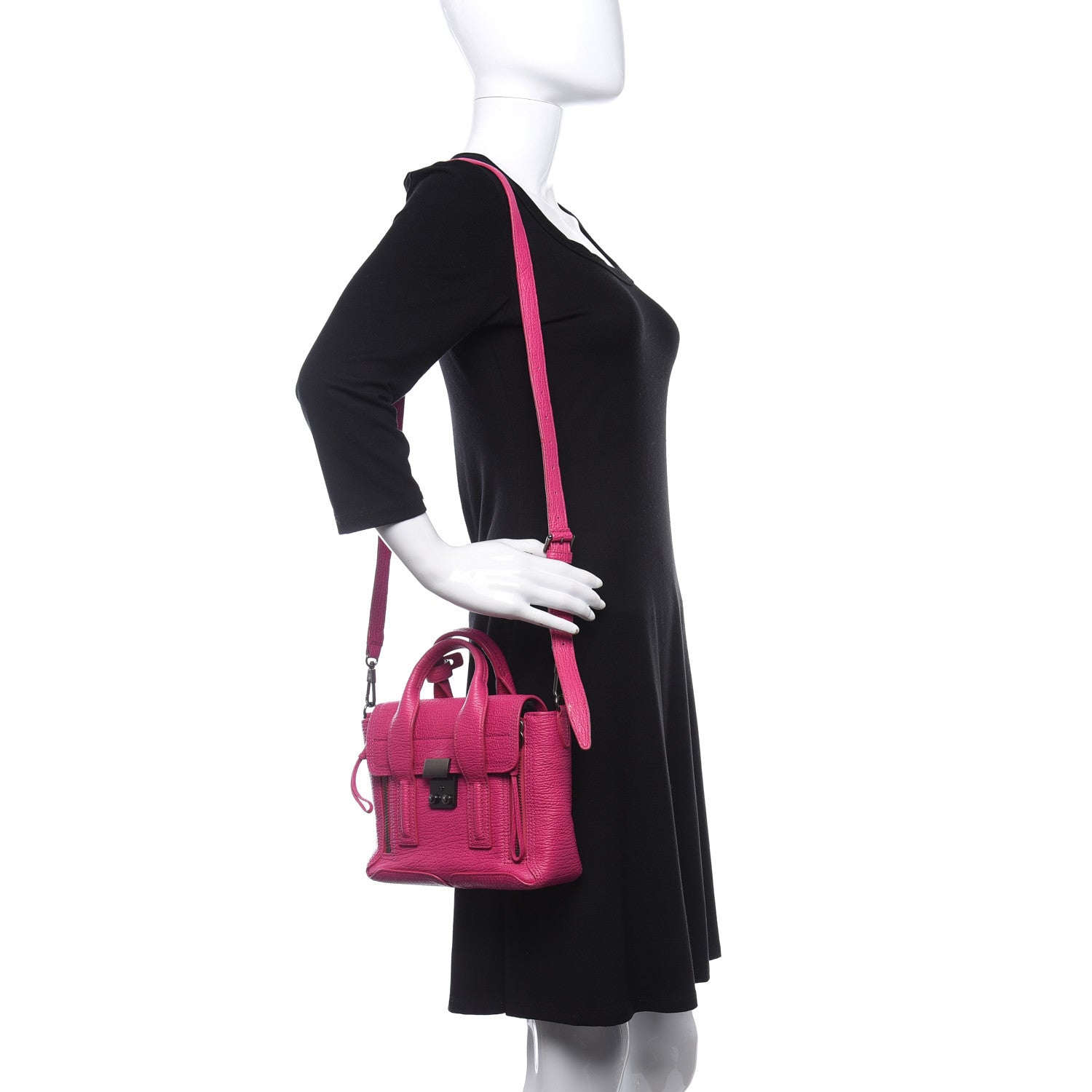 3.1 Phillip Lim Textured Calfskin Mini Pashli Satchel Fuchsia 2 of 18