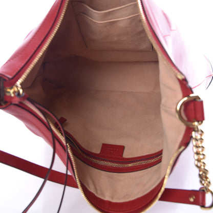 Gucci Apollo Calfskin GG Dadini Embroidered Chain Hobo Hibiscus Red 5 of 8