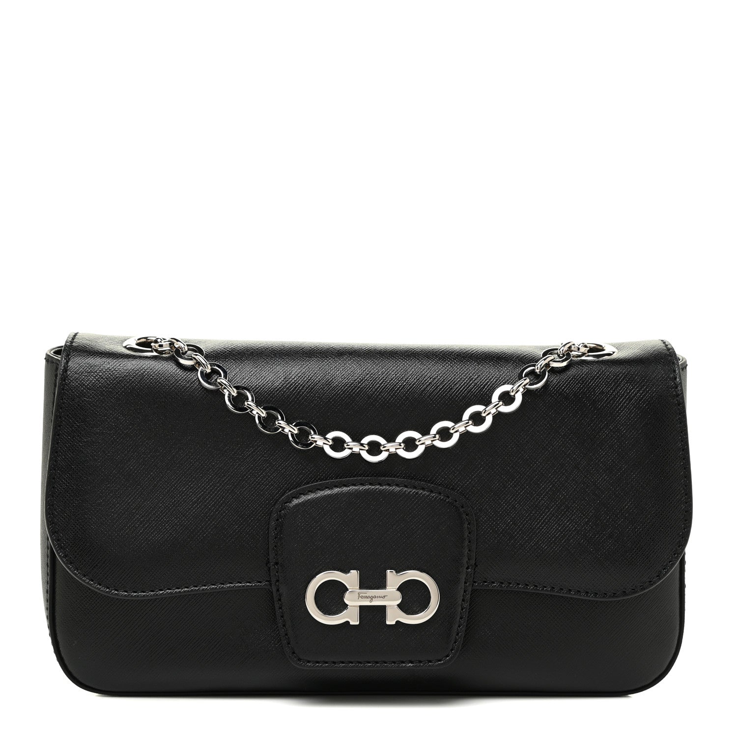 Salvatore Ferragamo Printed Calfskin Rory Shoulder Bag Black 1 of 12