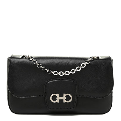 Salvatore Ferragamo Printed Calfskin Rory Shoulder Bag Black 1 of 12
