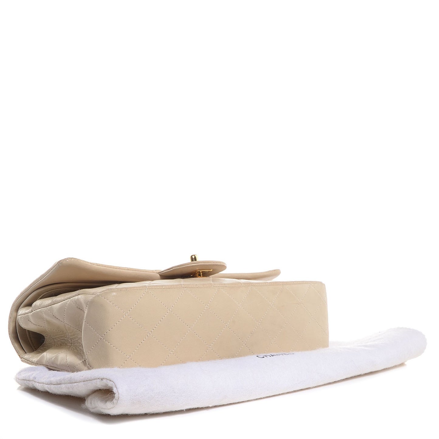 Lambskin Medium Double Flap Light Beige