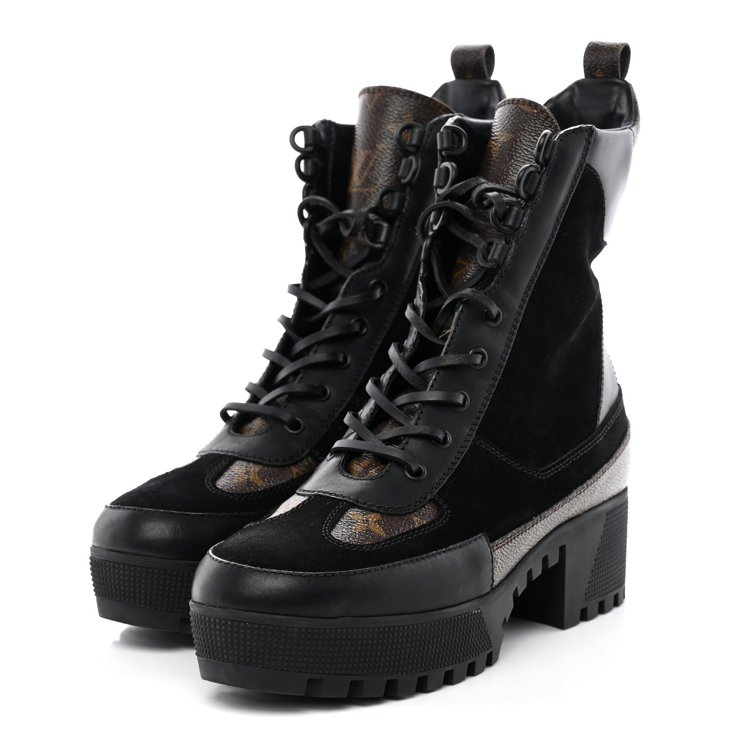 Louis Vuitton Suede Calfskin Monogram Laureate Platform Desert Boots 41 Black 3 of 10