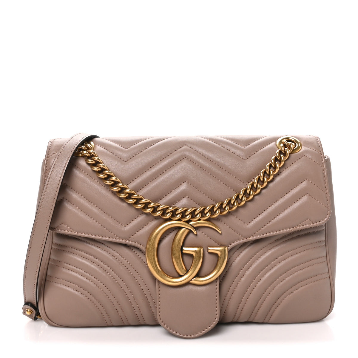 Gucci Calfskin Matelasse Medium GG Marmont Shoulder Bag Porcelain Rose 1 of 10