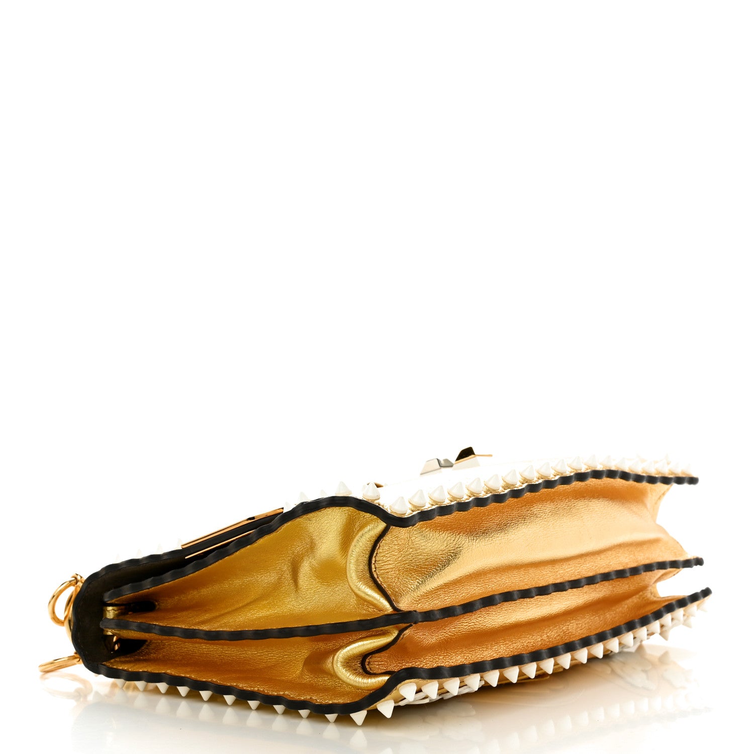 Fendi Metallic Calfskin Wonder Monster Kan I Shoulder Bag Gold 4 of 11